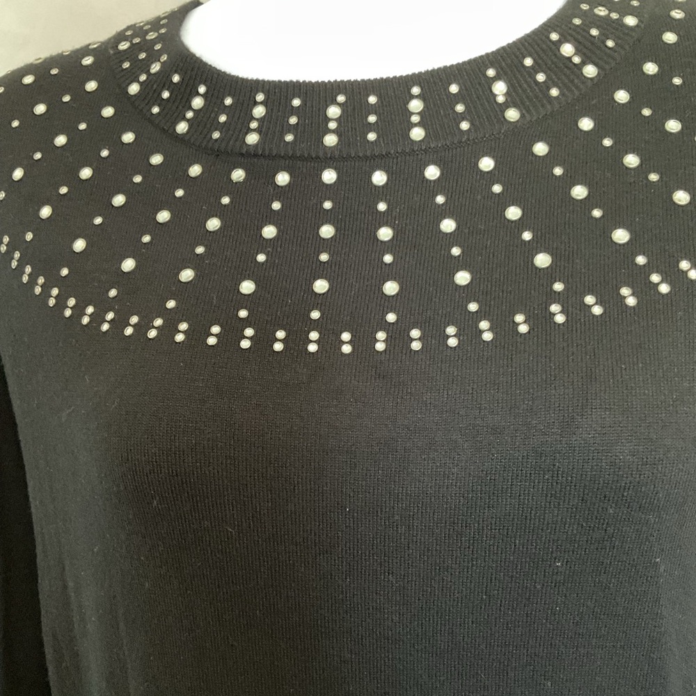 Lane Bryant Jeweled pullover sweater.  Black. Size 26/28. Crew neckline. - Picture 3 of 4